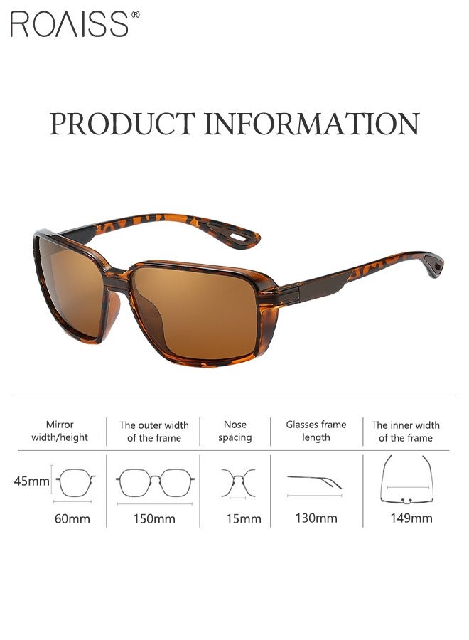 roaiss Polarized Sports Sunglasses for Men Women, UV400 Protection Cycling Glasses, Outdoor Dust Proof Goggles for Baseball Running Fishing Golf, Leopard Pattern and Brown - Image 4