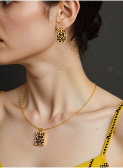 Generic A pair of jewelry set: necklace and earrings. This dazzling square diamond fashion rhinestone decorative jewelry set includes a necklace and earrings, a perfect two-piece set suitable for ladies, perfect for gifts for girlfriends, wives, mothers, bridesmaids, and wedding parties.  - Image 5