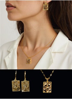 Generic A pair of jewelry set: necklace and earrings. This dazzling square diamond fashion rhinestone decorative jewelry set includes a necklace and earrings, a perfect two-piece set suitable for ladies, perfect for gifts for girlfriends, wives, mothers, bridesmaids, and wedding parties.  - Image 4