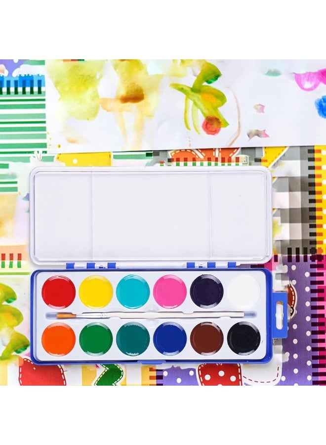 Keebor 12 Colors Watercolor Paint Set for Kids, 24 Pack Washable Water Colors for Party Favors, Gifts, Classroom Supplies (Wood Brushes Included) - Image 2