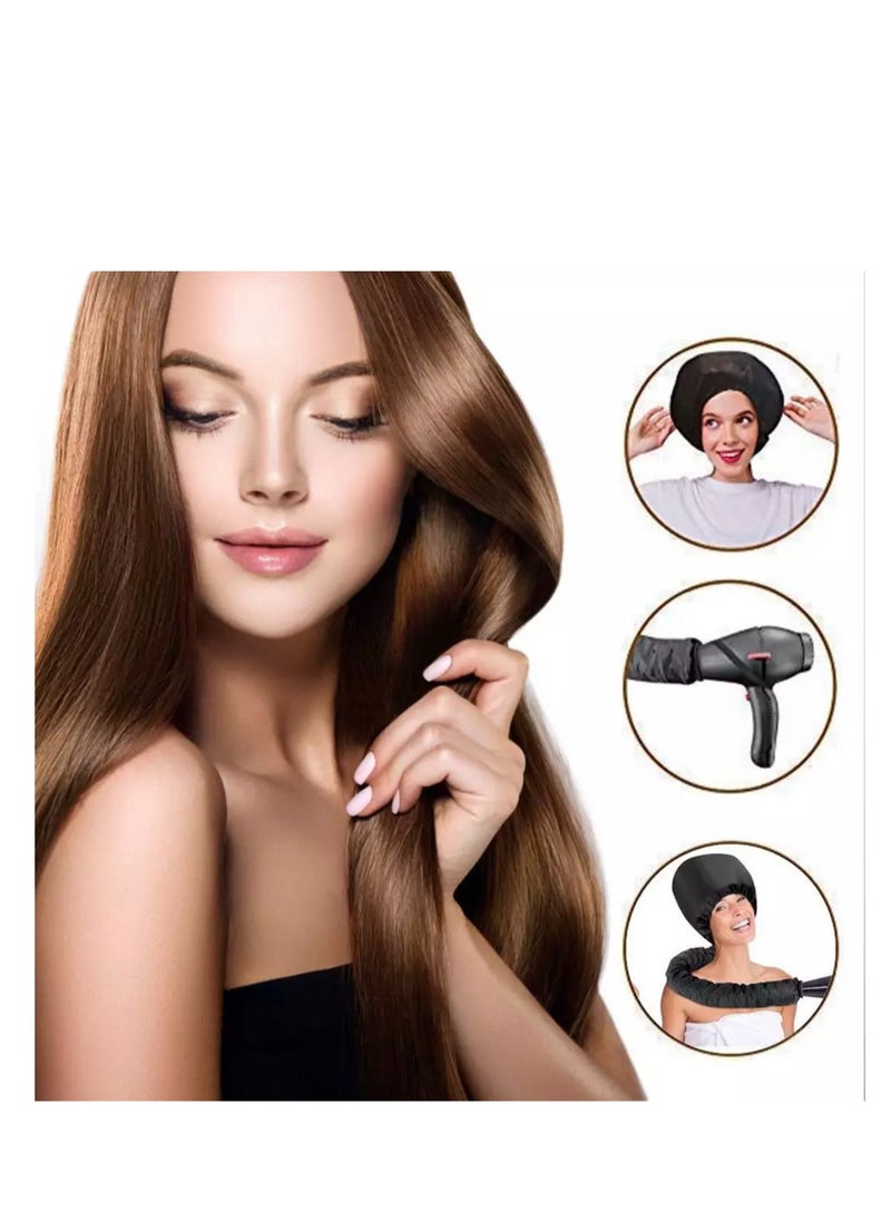 BLUE CORAL Soft Bonnet Hood Hairdryer Attachment, Adjustable Hooded Bonnet for Hand Held Hair Dryer - Drying Styling Curling Deep Conditioning (Black)  - Image 2