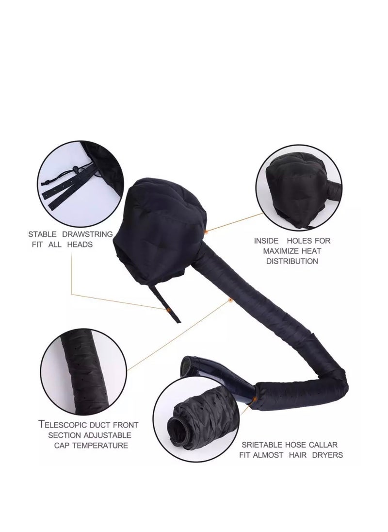 BLUE CORAL Soft Bonnet Hood Hairdryer Attachment, Adjustable Hooded Bonnet for Hand Held Hair Dryer - Drying Styling Curling Deep Conditioning (Black)  - Image 4