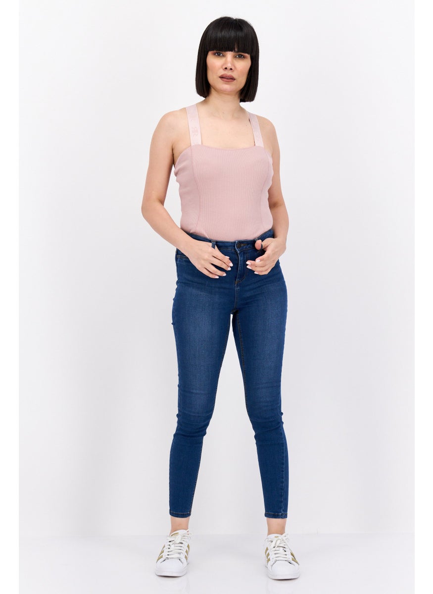 RIVER ISLAND Women Ribbed Sleeveless Bodysuit, Old Rose  - Image 3
