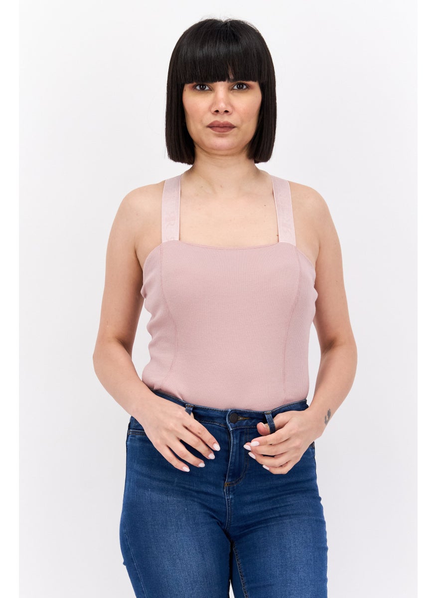RIVER ISLAND Women Ribbed Sleeveless Bodysuit, Old Rose  - Image 1