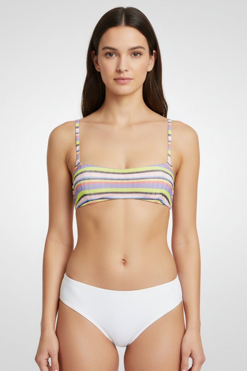 Misfit Women Striped Non Padded Bikini Top, Multicolor - Image 1