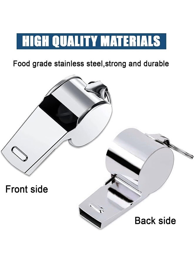 MXN 4 Pcs Stainless Steel Sports Whistle with Lanyard, Sports Whistle Perfect for Referees Coaches Outdoor Sports (Silver) - Image 3
