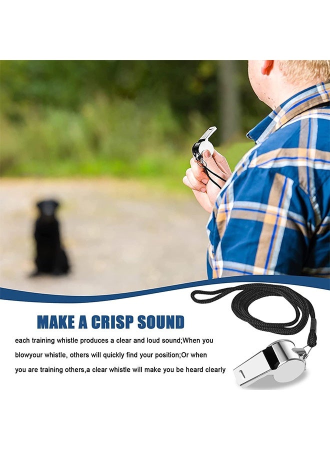 MXN 4 Pcs Stainless Steel Sports Whistle with Lanyard, Sports Whistle Perfect for Referees Coaches Outdoor Sports (Silver) - Image 5