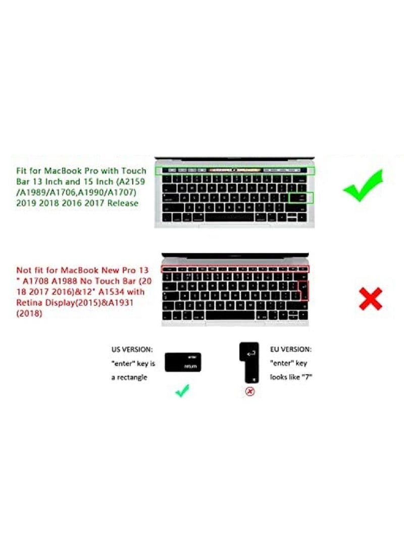 AMM US Layout Arabic English Keyboard Cover Compatible for MacBook Pro 13 And 15-Inch With Touch Bar Model A2159/A1989/A1990/A1706/A1707 Release 2019/2018/2017/2016 Black  - Image 2