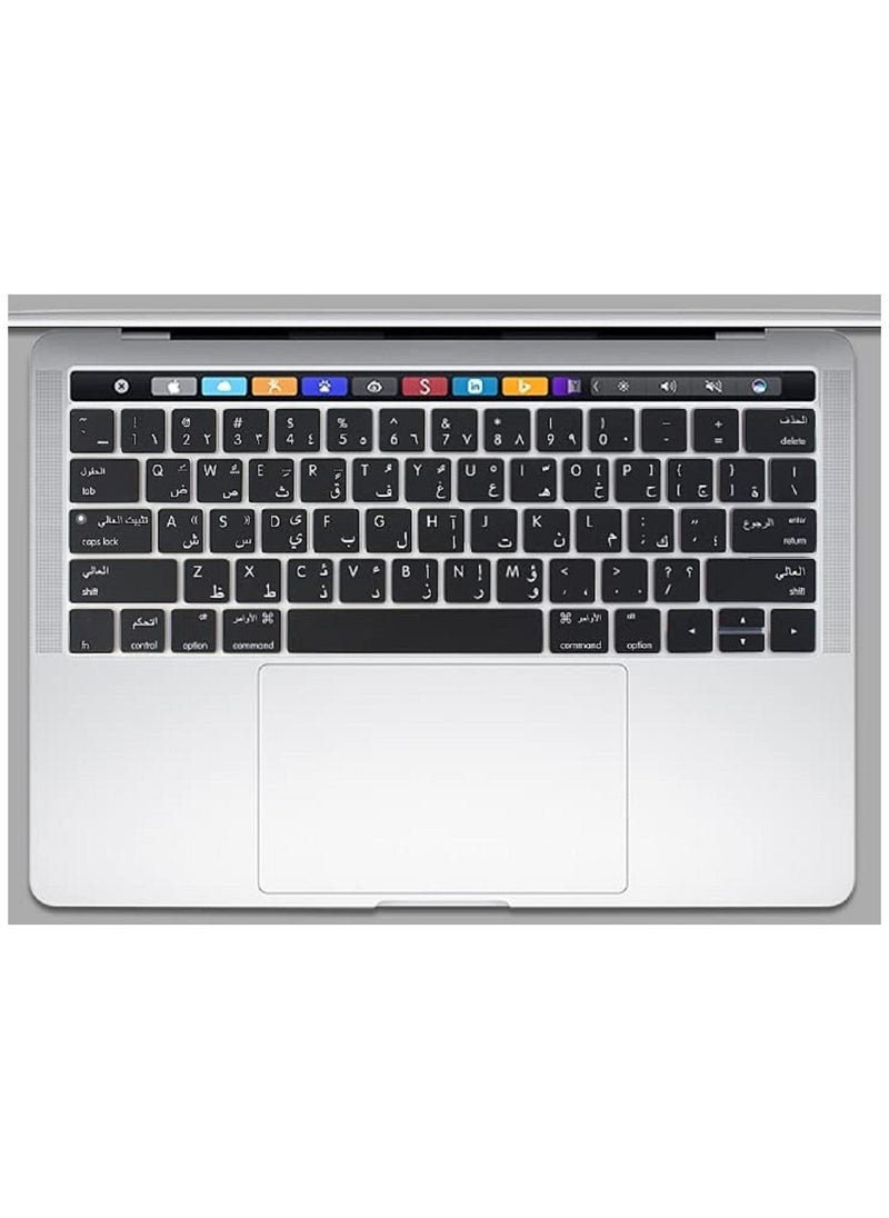 AMM US Layout Arabic English Keyboard Cover Compatible for MacBook Pro 13 And 15-Inch With Touch Bar Model A2159/A1989/A1990/A1706/A1707 Release 2019/2018/2017/2016 Black  - Image 3