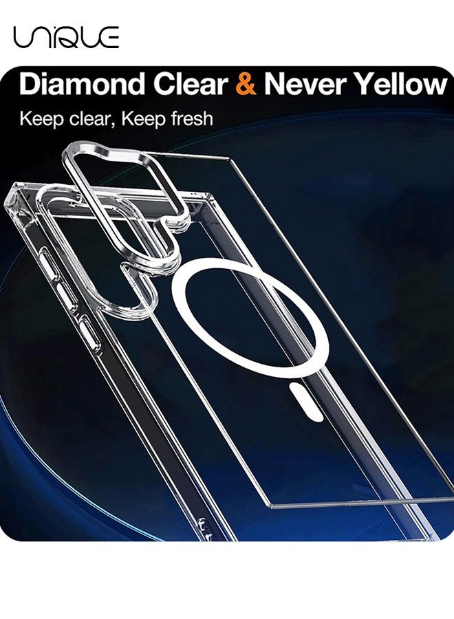 يونيك متوافق مع جراب سامسونج جالاكسي S25 الترا مغناطيسي - متوافق مع ماج سيف - شفاف نحيف مقاوم للصدمات - جراب هاتف واقي (شفاف) - Image 4