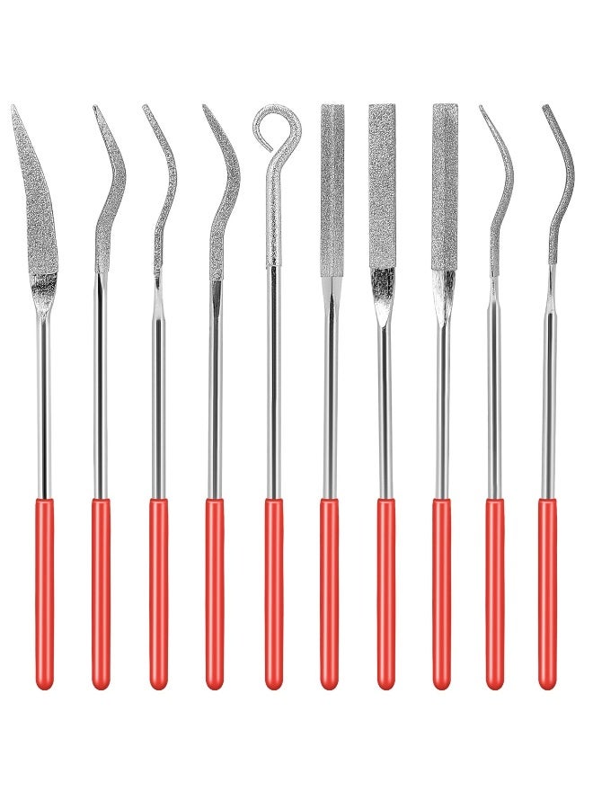 10Pcs Diamond Needle File Set, 140mm/5.5inch Small Curved Metal Files, Miniature and Model Tools for Jewelry and Stone Carving - Image 1