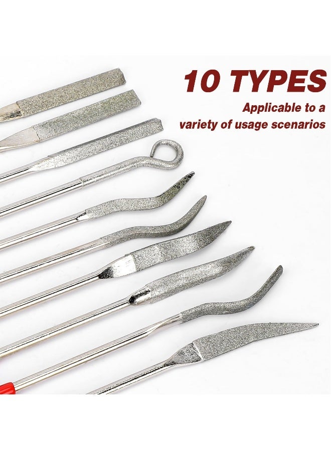 10Pcs Diamond Needle File Set, 140mm/5.5inch Small Curved Metal Files, Miniature and Model Tools for Jewelry and Stone Carving - Image 2