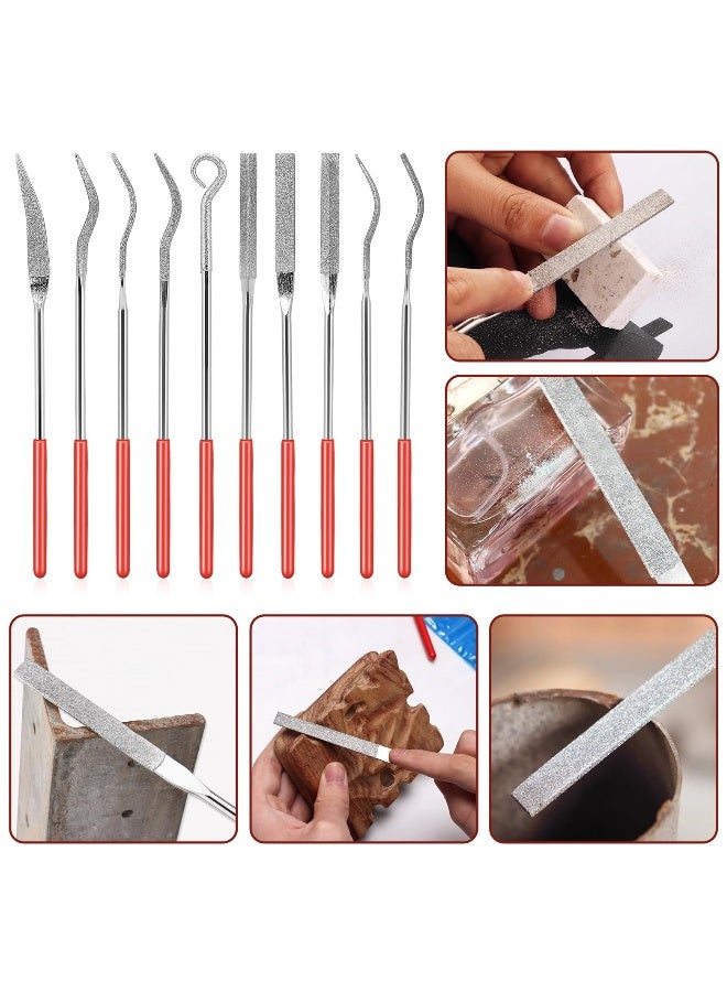 10Pcs Diamond Needle File Set, 140mm/5.5inch Small Curved Metal Files, Miniature and Model Tools for Jewelry and Stone Carving - Image 3