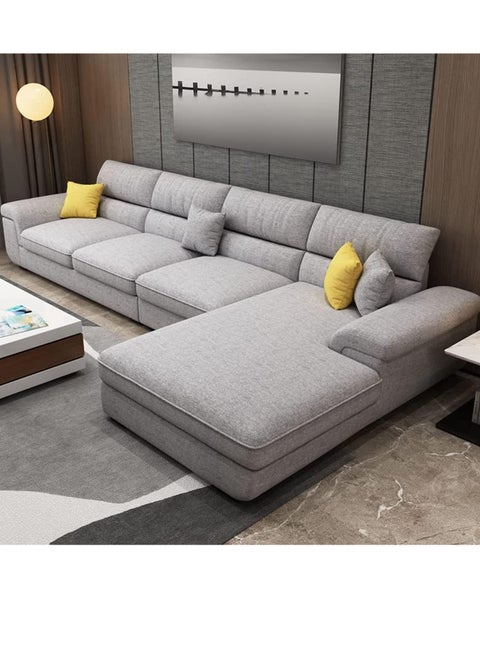 Mab Furnishing GLFF Overstuffed Multifunction L shape Wooden Frame Sofa Set - Grey