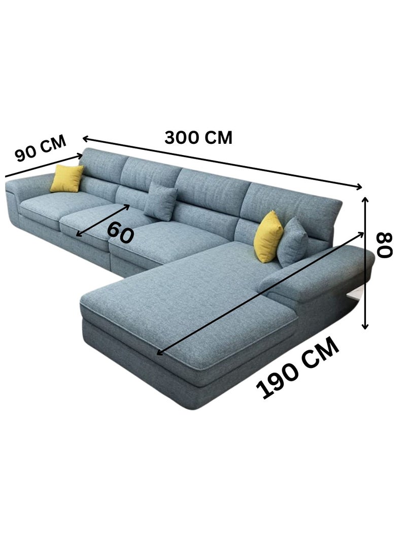Maharat Al Bahar - Mab Furnishing GLFF Overstuffed Multifunction L shape Wooden Frame Sofa Set - Grey - Image 1