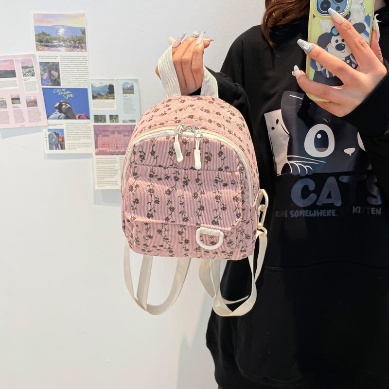 Velvet Mini Backpack Large Capacity Student Fashion Simple Personality Travel Small Backpack - Image 3