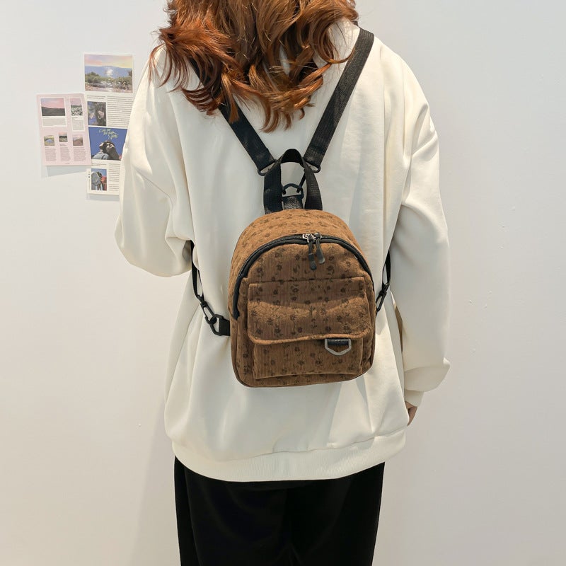 Velvet Mini Backpack Large Capacity Student Fashion Simple Personality Travel Small Backpack - Image 4
