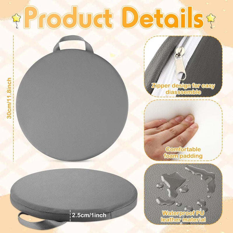 Suzile 12 Pcs Round Floor Cushions for Kids Flexible Classroom Floor Seating with Handles 12'' Classroom Carpet Cushions for Kids Toddlers Daycare Preschool Furniture(Gray) - Image 3