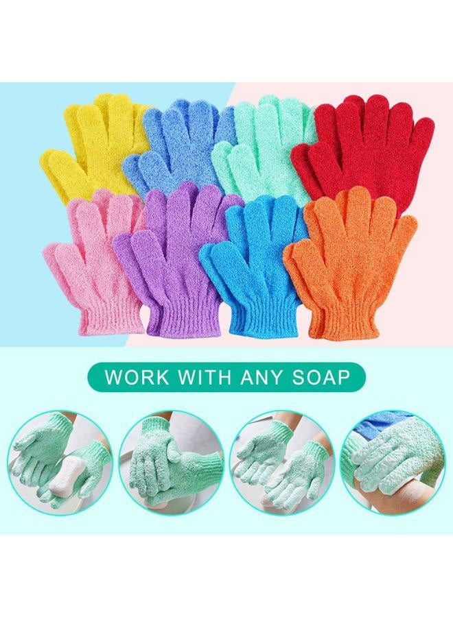 CVNDKN 16 pcs Exfoliating Shower Gloves,Double Sided Exfoliating Bath Gloves Deep Clean Dead Skin for Spa Massage Beauty Skin Shower Body Scrubber Bathing Accessories.-8 Multi-Colors - Image 3