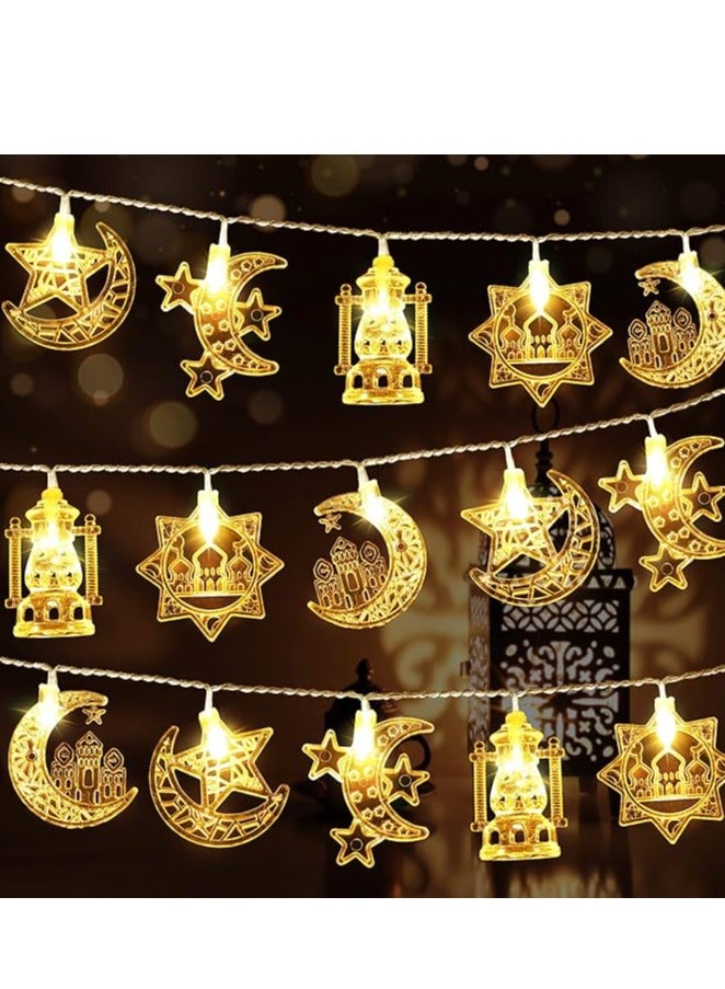 3 meters Moon Star Ramadan String Lights 20 LEDs, USB Operated Eid Mubarak Fairy Lights for Ramadan Decoration Eid Decorative Lights - Image 1