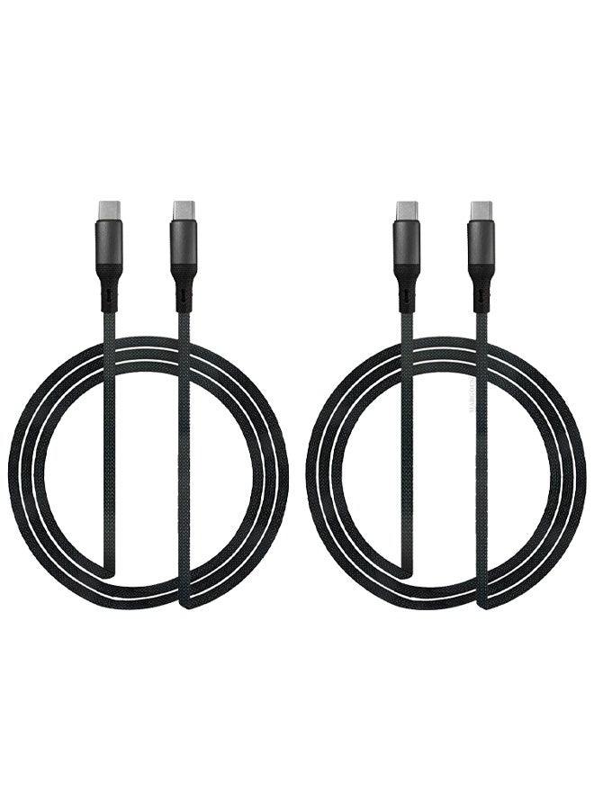 CATANES 2Packs Fast USB-C to USB-C Cable Premium Braided Fast Charging and Data Transfer, PD Supported 1m - Black - Image 1