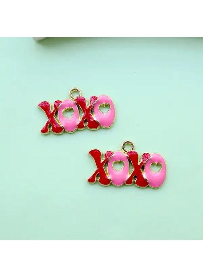 8 Pendant XOXO Enamel Alloy Jewelry Set DIY Bracelet Necklace Making Valentine Gift - Image 4