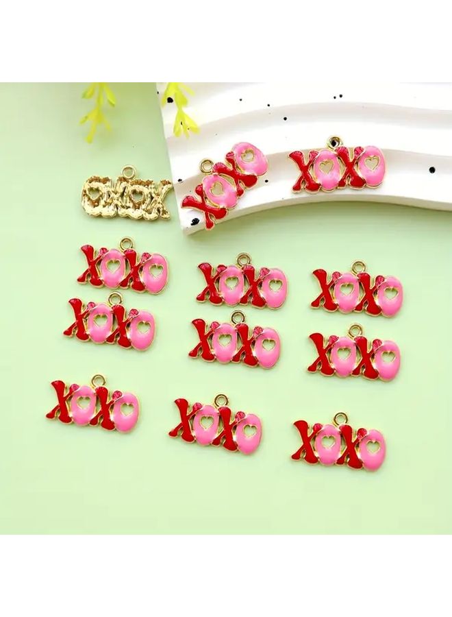 8 Pendant XOXO Enamel Alloy Jewelry Set DIY Bracelet Necklace Making Valentine Gift - Image 5
