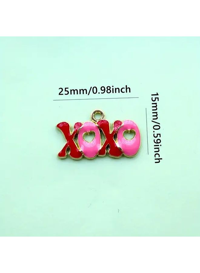 8 Pendant XOXO Enamel Alloy Jewelry Set DIY Bracelet Necklace Making Valentine Gift - Image 3