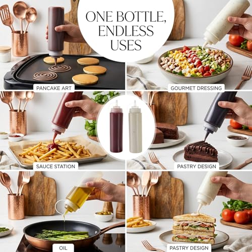Zeinwap Plastic Squeeze Bottle Ketchup Mustard Honey Sauce Dispenser Bottle - 650 ML (White, Pack of 2) - Image 2