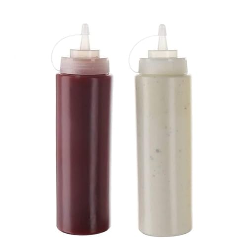Zeinwap Plastic Squeeze Bottle Ketchup Mustard Honey Sauce Dispenser Bottle - 650 ML (White, Pack of 2) - Image 1