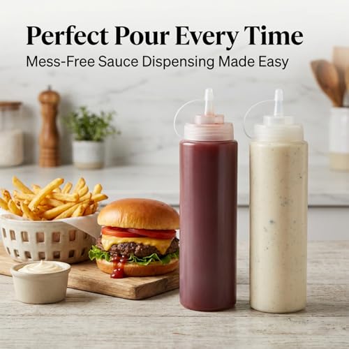 Zeinwap Plastic Squeeze Bottle Ketchup Mustard Honey Sauce Dispenser Bottle - 650 ML (White, Pack of 2) - Image 4