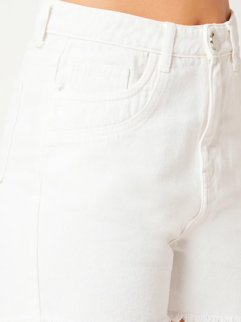 globus Women Slim Fit High-Rise Denim Pure Cotton Shorts