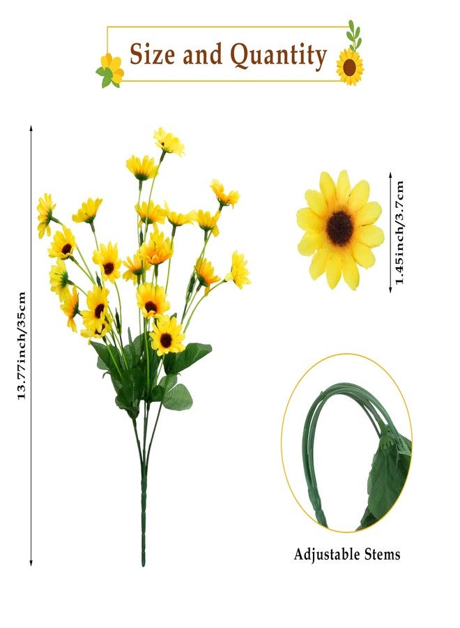 MHMJON 8 Bundles Sunflowers Artificial Flowers Silk Mini Sunflowers Fake Yellow Flowers Gerbera Daisies Flowers for Indoor Outdoor Home Kitchen Table Wedding Centerpieces Gravesites Decor (13.77") - Image 2