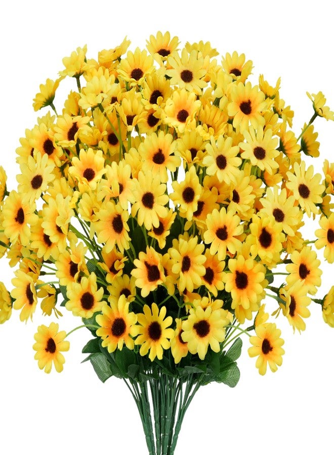 MHMJON 8 Bundles Sunflowers Artificial Flowers Silk Mini Sunflowers Fake Yellow Flowers Gerbera Daisies Flowers for Indoor Outdoor Home Kitchen Table Wedding Centerpieces Gravesites Decor (13.77") - Image 1