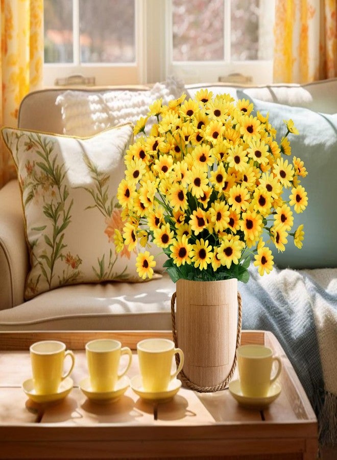 MHMJON 8 Bundles Sunflowers Artificial Flowers Silk Mini Sunflowers Fake Yellow Flowers Gerbera Daisies Flowers for Indoor Outdoor Home Kitchen Table Wedding Centerpieces Gravesites Decor (13.77") - Image 5