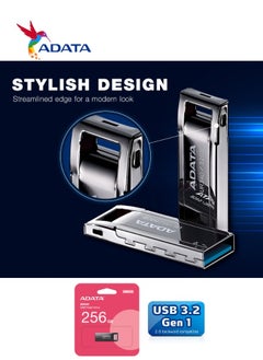 أداتا محرك فلاش UR340 سعة 256 جيجابايت USB 3.2 خفيف الوزن ومقاوم للماء | معدن الفضة | نقل سريع للبيانات  - Image 5