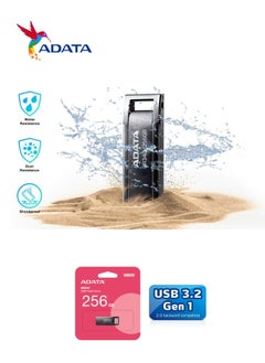 أداتا محرك فلاش UR340 سعة 256 جيجابايت USB 3.2 خفيف الوزن ومقاوم للماء | معدن الفضة | نقل سريع للبيانات  - Image 3