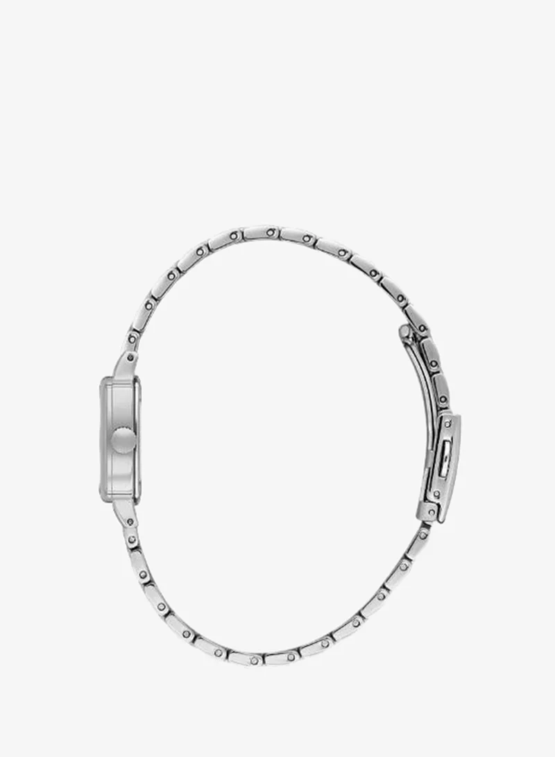 DANIEL KLEIN Women's Stainless Steel Silver Alloy Case Analog Silver Square Sunray Dial Japanese Quartz Premium 30 Meters Water Resistant