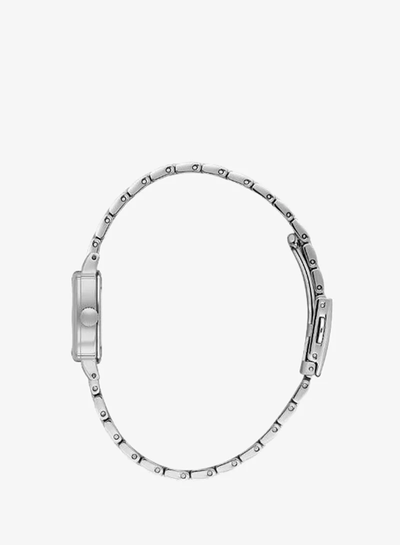 Daniel Klein Women's Stainless Steel Silver Alloy Case Analog Silver Square Sunray Dial Japanese Quartz Premium 30 Meters Water Resistant
