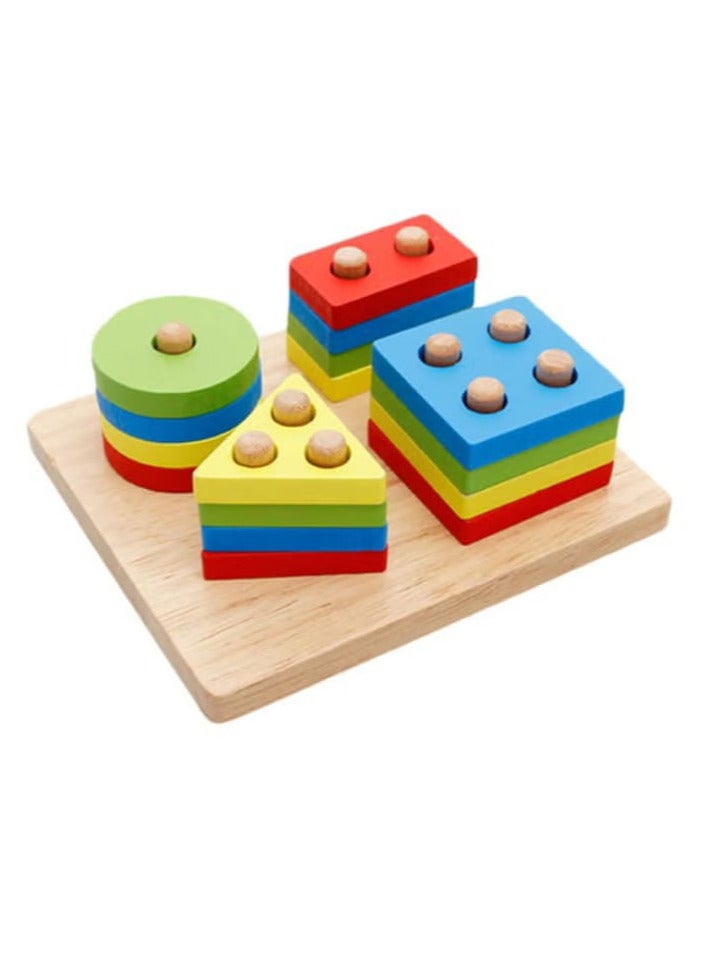 17 pieces of matching geometric shape toys, detachable and removable blocks for children up to 12 months old, 12 × 12 × 10 cm.  - Image 1