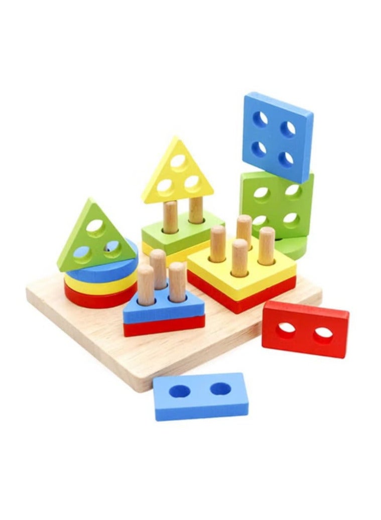 17 pieces of matching geometric shape toys, detachable and removable blocks for children up to 12 months old, 12 × 12 × 10 cm.  - Image 2