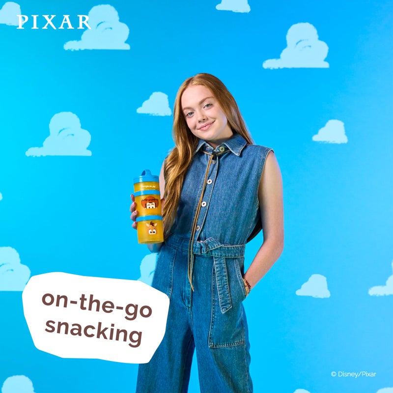 Whiskware Disney Pixar Stackable Snack Containers for Kids and Toddlers, 3 Stackable Polypropylene Snack Cups for School and Travel, Toy Story Woody and Bullseye - Image 5