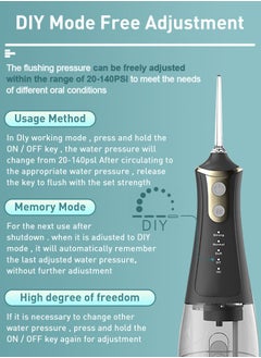 Xoopla Cordless Water Flosser Teeth Cleaner, 300ML Cleanable Water Pick Teeth Water USB C 1500 mAh Rechargeable Oral Irrigator IPX6 Waterproof, 4-Mode Dental Water Flosser with 5 Jet Tips for Home,Travel  - Image 3