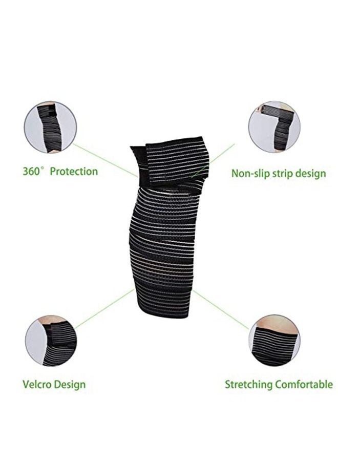 Ant - Elastic Knee Wrap Compression Bandage Brace Support for Legs, Plantar Fasciitis, Stabilising Ligaments, Joint Pain, Squat, Basketball, Running, Tennis, Soccer, Football (Black-1pcs) - Image 1