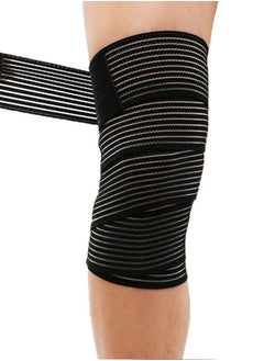 Elastic Knee Wrap Compression Bandage Brace Support for Legs, Plantar Fasciitis, Stabilising Ligaments, Joint Pain, Squat, Basketball, Running, Tennis, Soccer, Football (Black-1pcs)