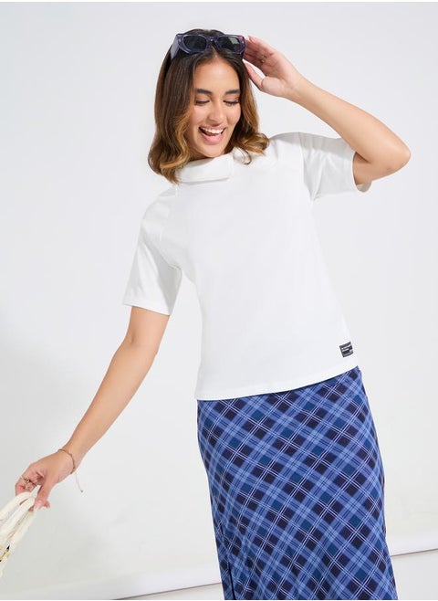 Regular Fit Patch Detail T-Shirt with Raglan Sleeves