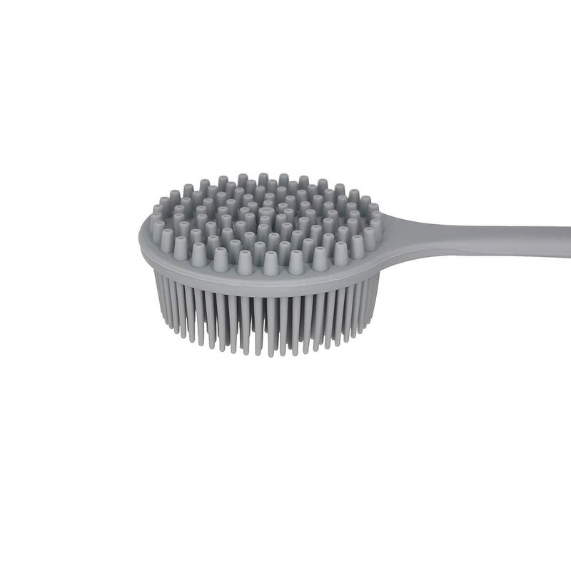 DNC Soft Silicone Back Scrubber Shower Bath Body Brush with Long Handle, BPA-Free, Hypoallergenic, Eco-Friendly (Gray) - Image 3