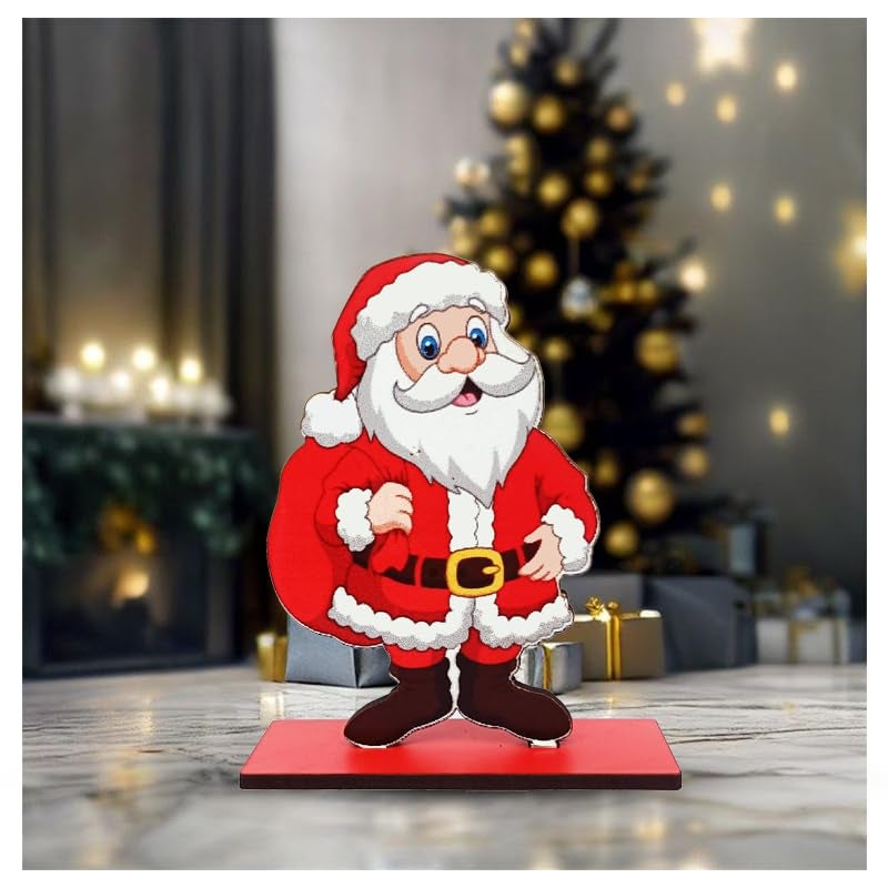 WRH Christmas Santa clous 4mm MDF Tabletop showpiece, Christmas Gift, Christmas Decoration Item for Home - Image 1