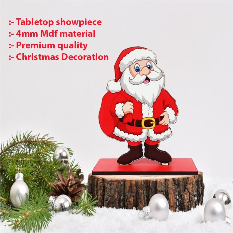 WRH Christmas Santa clous 4mm MDF Tabletop showpiece, Christmas Gift, Christmas Decoration Item for Home - Image 4