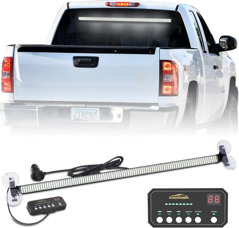 XRIDONSEN 35 Inch Traffic Advisor Light Bar with 144 LED White Strobe Lights for Emergency Vehicles - Image 1